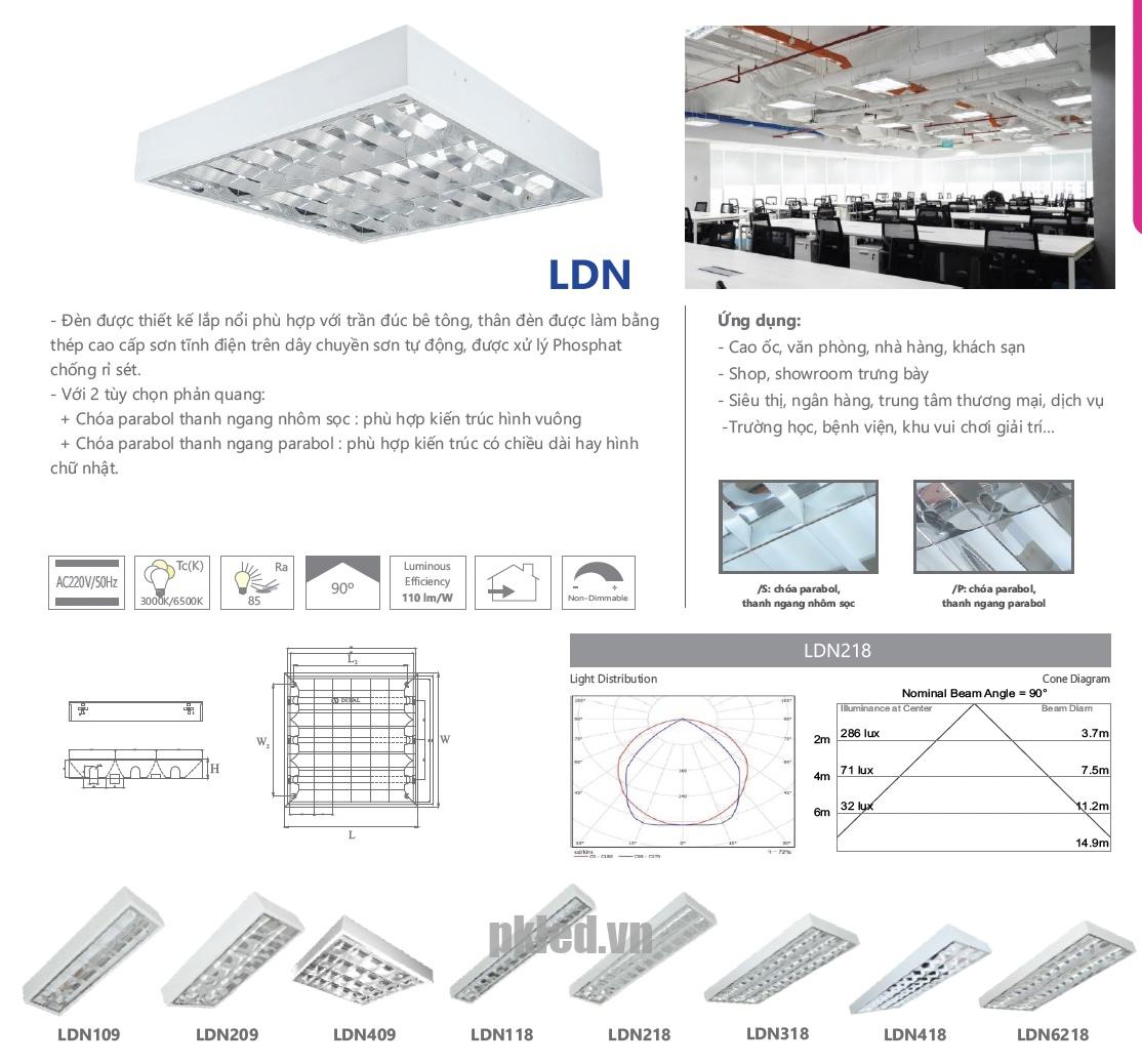 Máng đèn phản quang lắp nổi 2x9W LDN209 Duhal - Ảnh 2