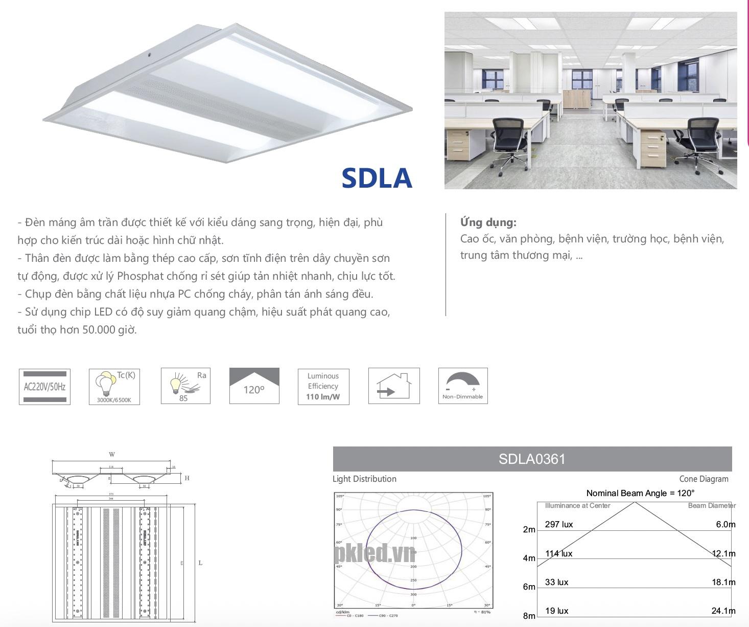 Đèn máng led âm trần 36W SDLA0361 Duhal - Ảnh 2