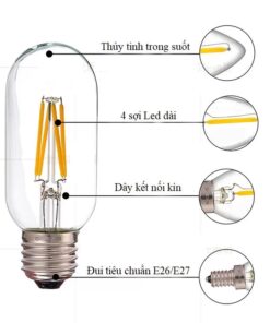 Bóng đèn LED trang trí DSYT45-E27 Vỏ Trong, Ánh sáng vàng ấm, đẹp nổi bật