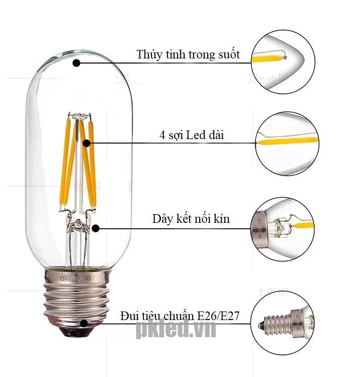 Bóng đèn LED trang trí DSYT45-E27 Vỏ Trong, Ánh sáng vàng ấm, đẹp nổi bật