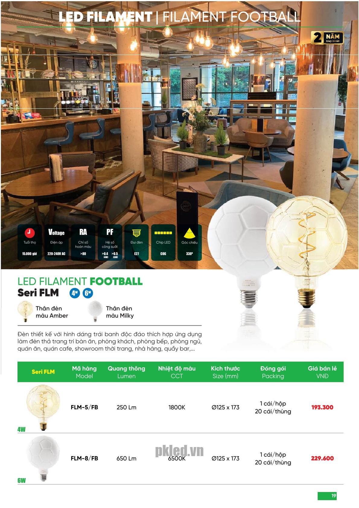 Đèn trang trí Filament mẫu tròn hình quả bóng hiệu MPE