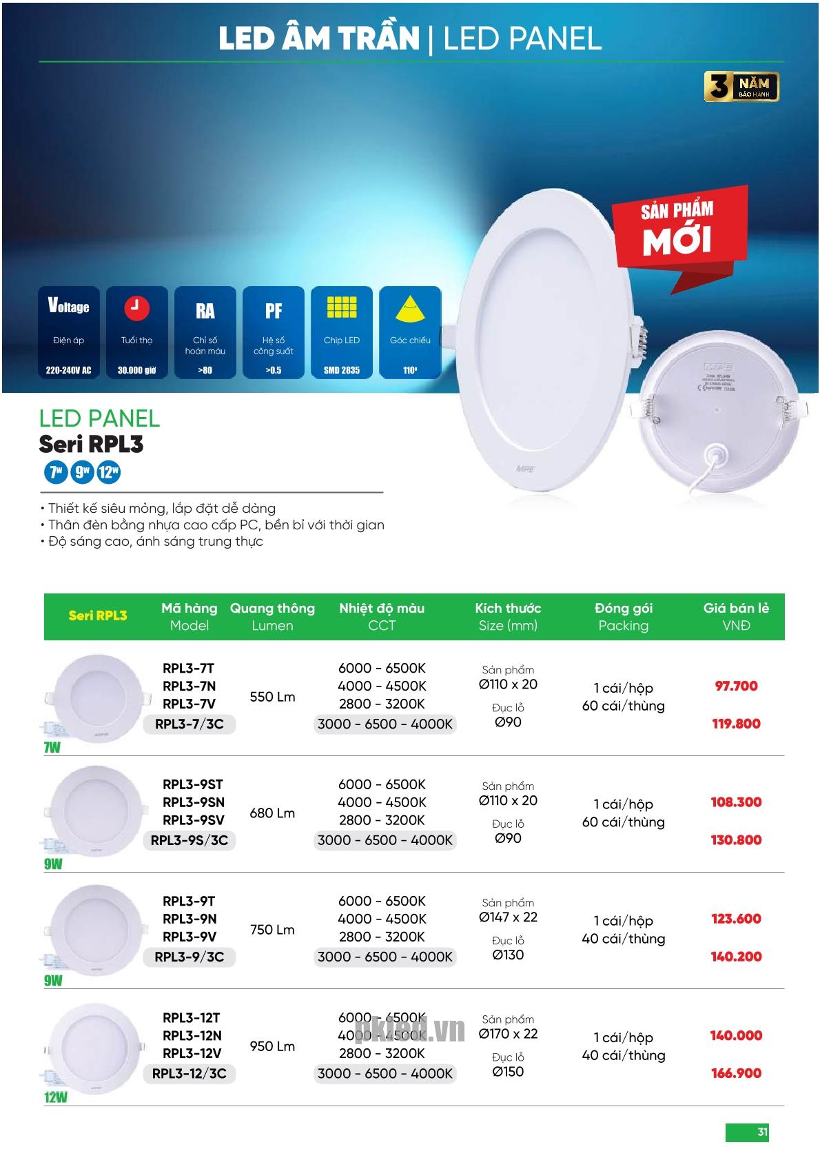 Trang 31 bảng báo giá đèn MPE năm 2026