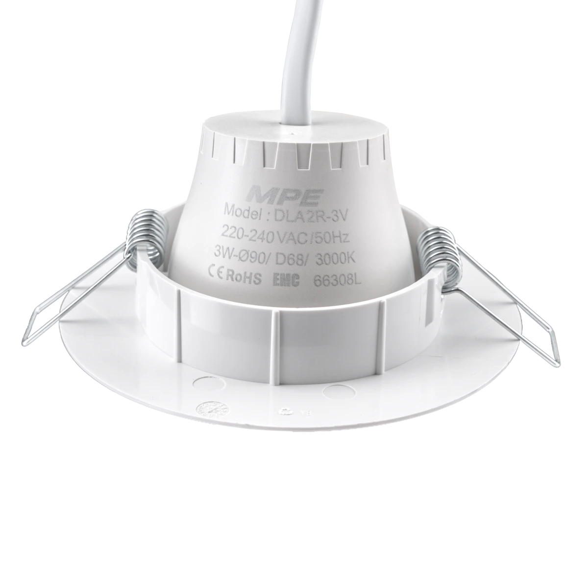 LED Downlight âm trần Chiếu điểm, Điều chỉnh hướng sáng, mặt tròn 3W ánh sáng vàng DLA2R-3V MPE