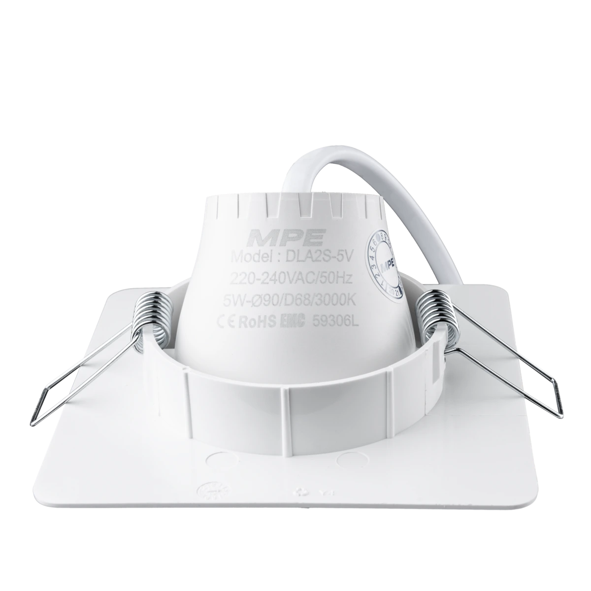 LED Downlight âm trần Chiếu điểm, Điều chỉnh hướng sáng mặt vuông 5W ánh sáng vàng DLA2S-5V MPE