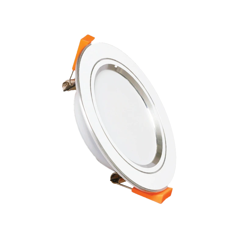 LED Downlight âm trần nhôm, viền bạc 7W ánh sáng vàng DLB-7V MPE