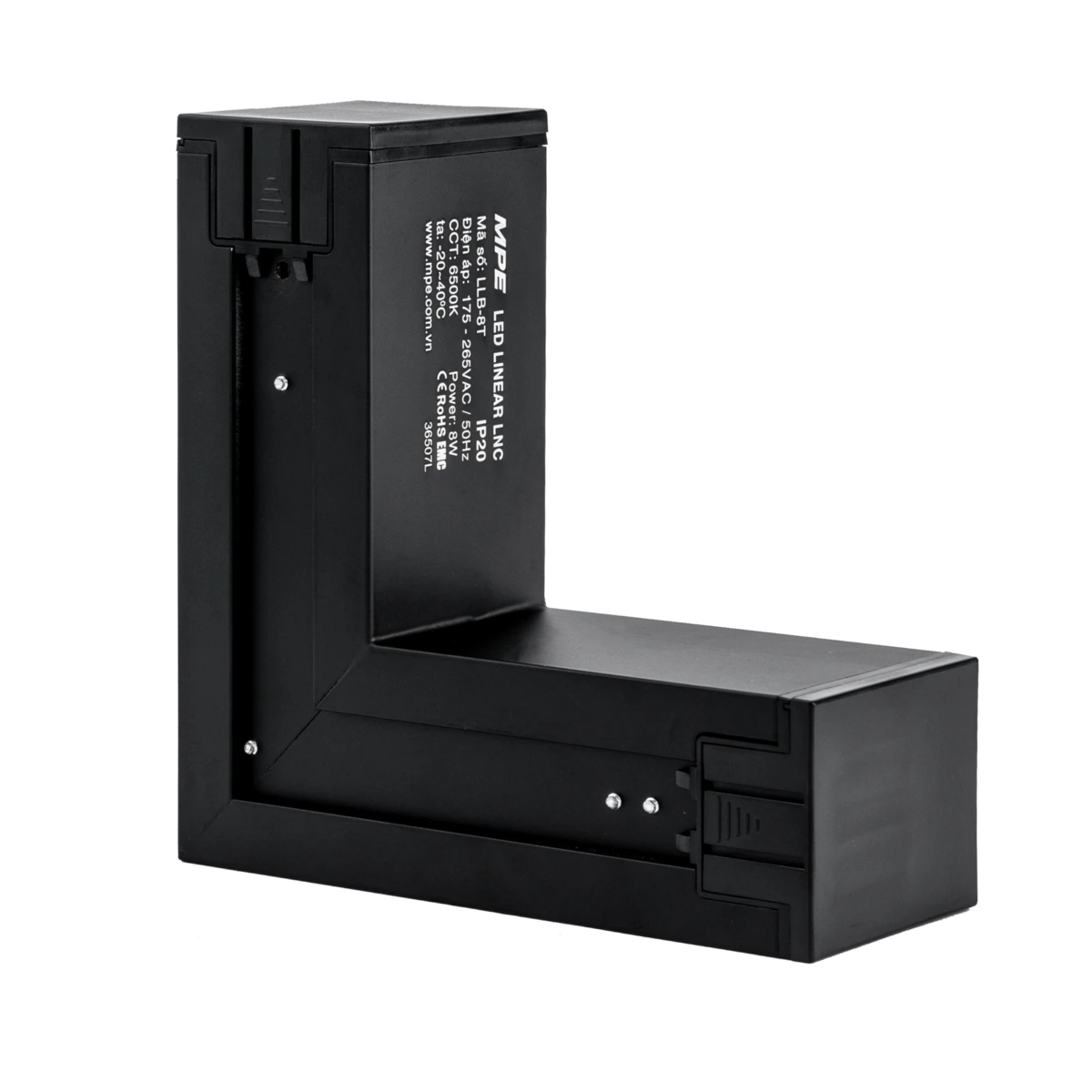 Thanh nối L thân màu đen có đèn 8W ánh sáng trắng dùng cho Seri LNC – mã LLB-8T MPE