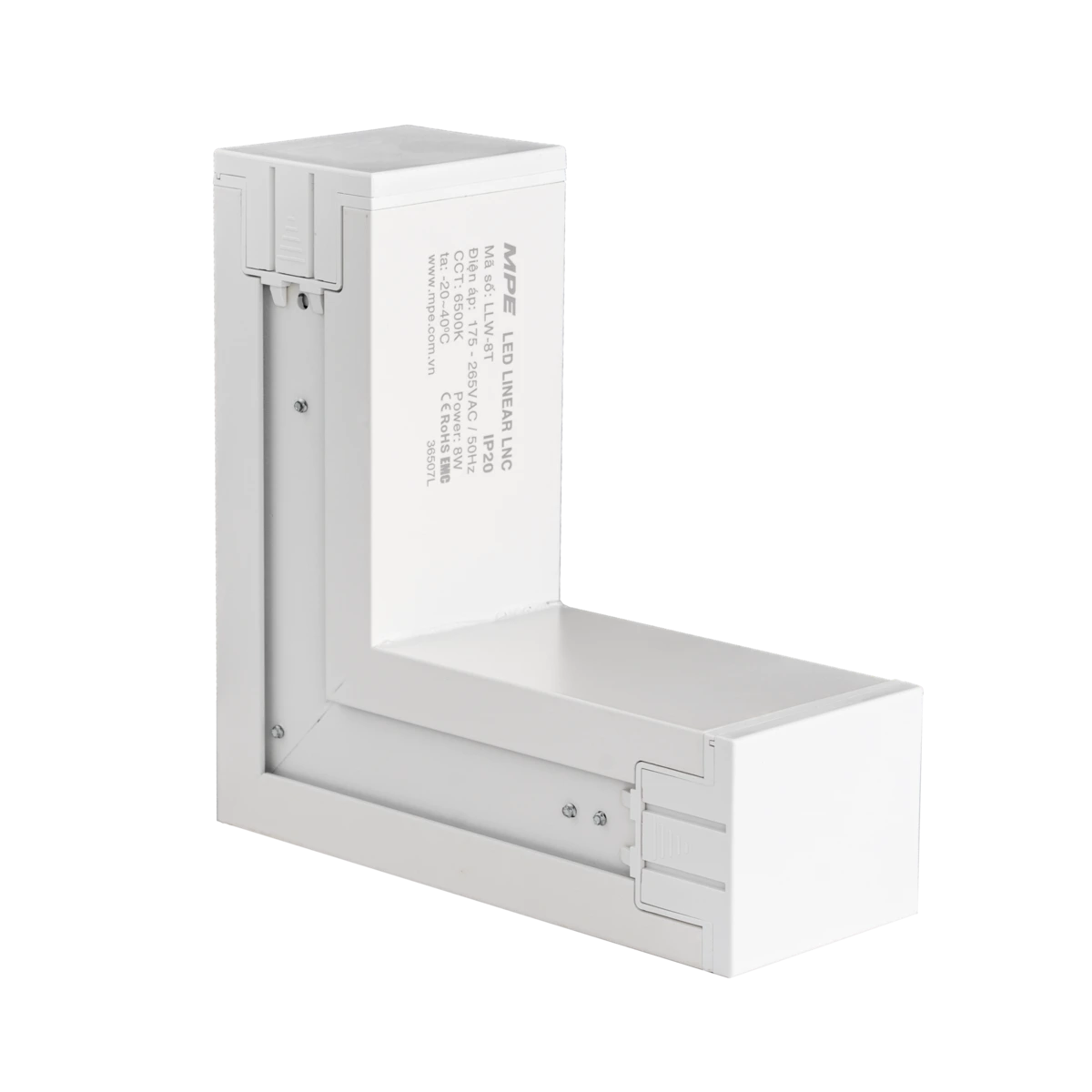 Thanh nối L thân màu trắng có đèn 8W ánh sáng trắng dùng cho Seri LNC – mã LLW-8T MPE