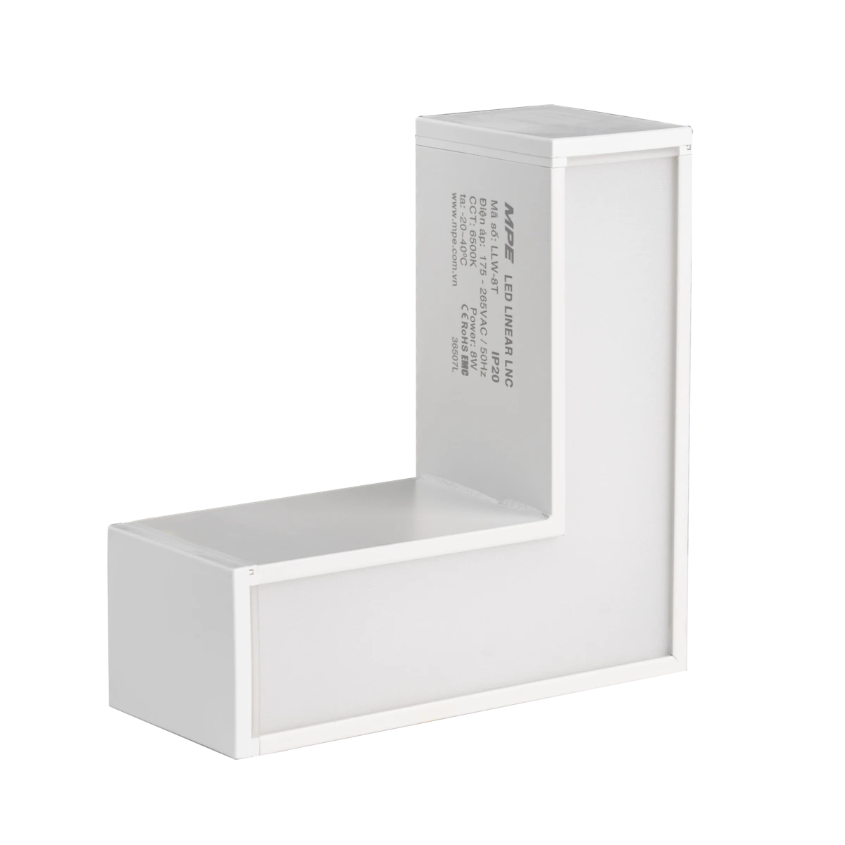 Thanh nối L thân màu trắng có đèn 8W ánh sáng trắng dùng cho Seri LNC – mã LLW-8T MPE