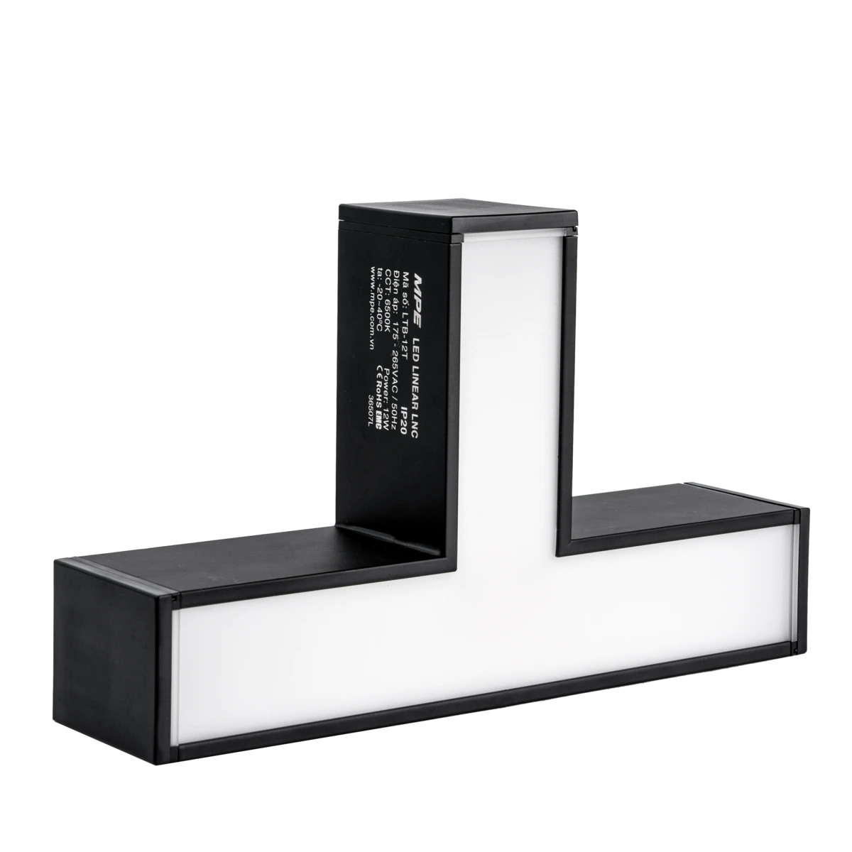 Thanh nối T thân màu đen có đèn 12W ánh sáng trắng dùng cho Seri LNC – mã LTB-12T MPE