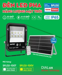Đèn pha năng lượng mặt trời 100W ánh sáng vàng SFLD2-100V MPE