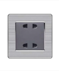 Bộ 2 ổ cắm 2 chấu màu xám Duhal C1B231