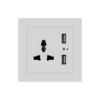 Bộ ổ cắm 3 chấu đa năng và 2 cổng USB màu trắng C1B427