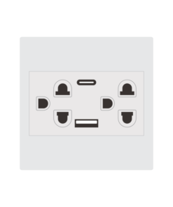 Bộ ổ cắm đôi 3 chấu 16A USB Type C Duhal C1B457