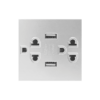 Hai ổ cắm 3 chấu USB size L màu trắng Duhal S1B066