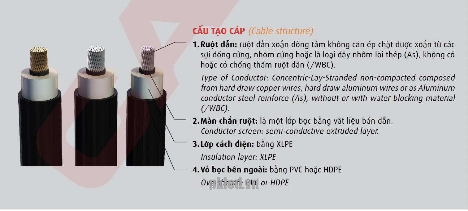 Hình cấu trúc dây cáp Cadivi AX1V