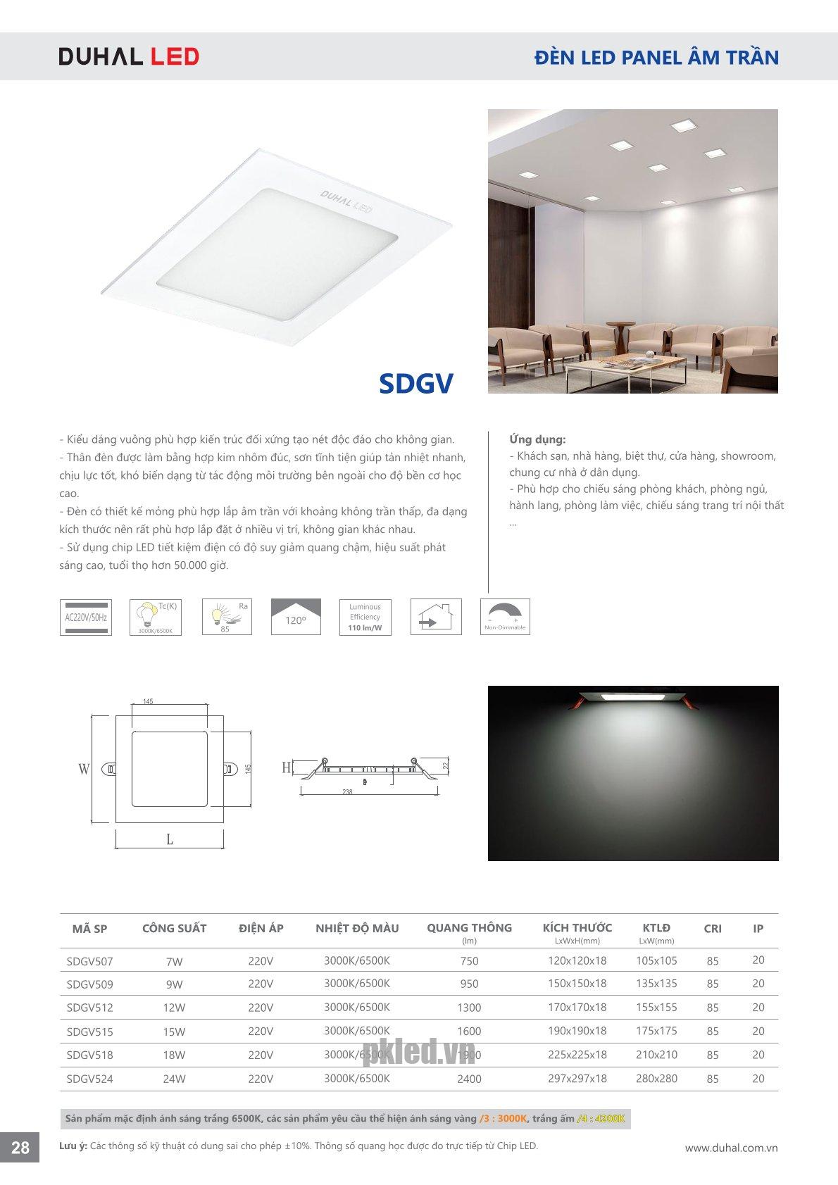 Trang 28- Tài liệu kỹ thuật đèn led Duhal series SDGV