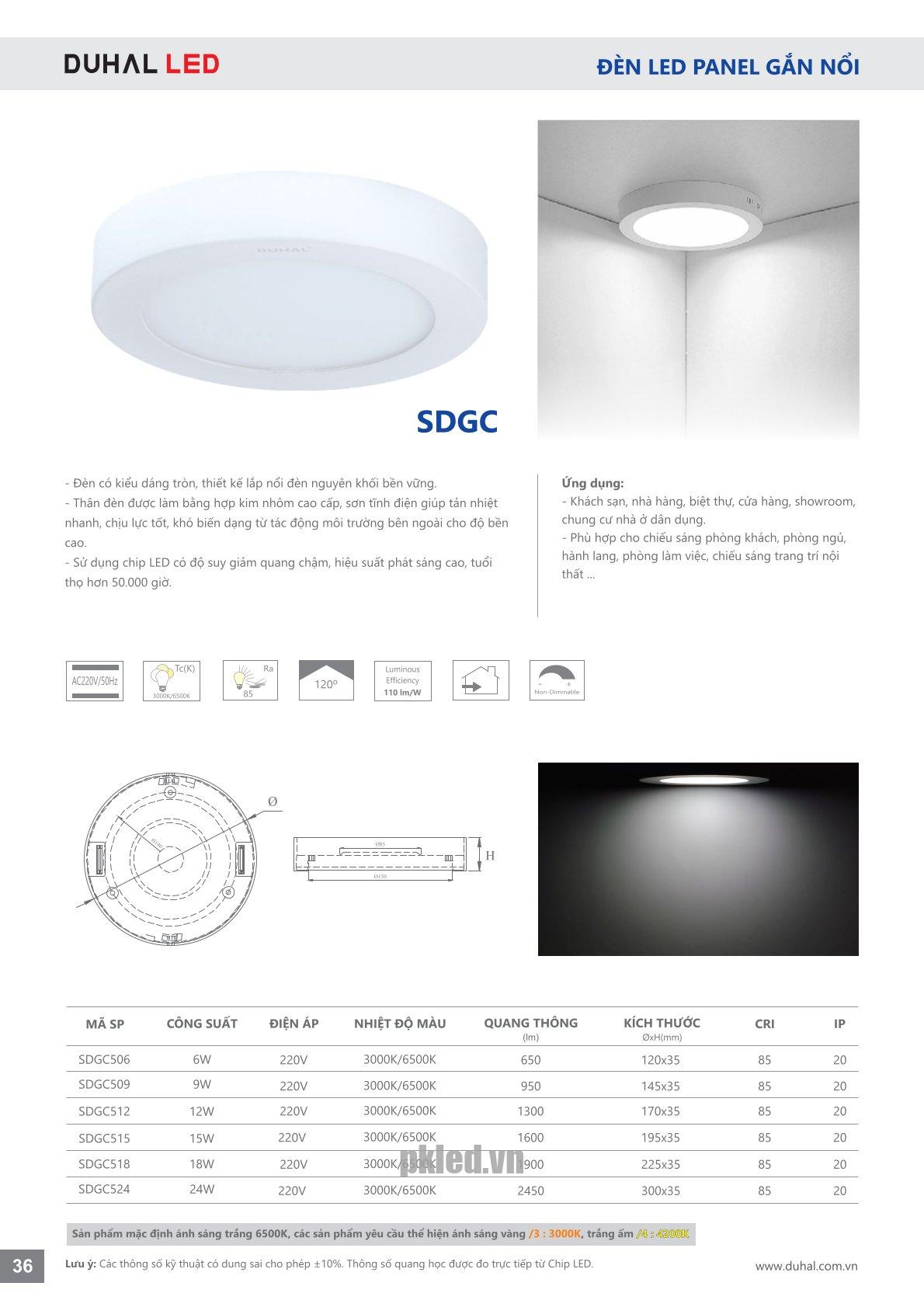 Trang 36- Tài liệu kỹ thuật đèn led Duhal series SDGC