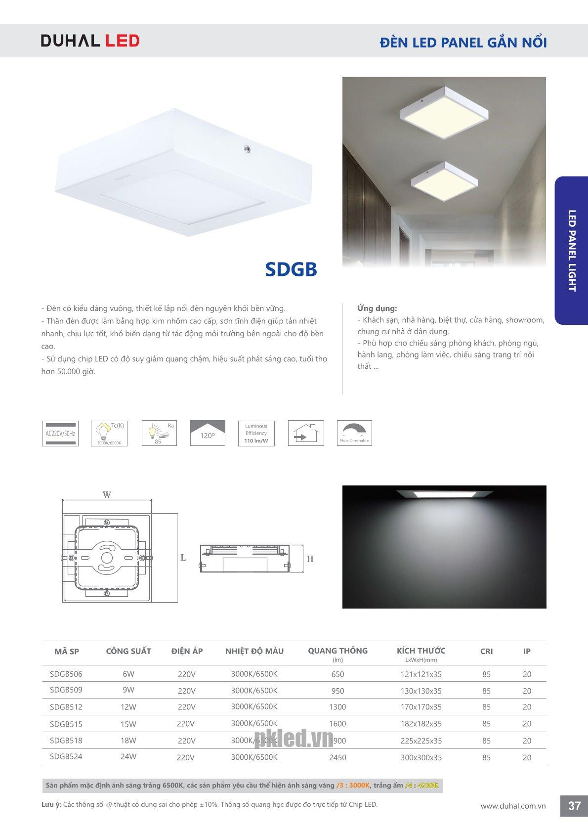 Trang 37- Tài liệu kỹ thuật đèn led Duhal series SDGB