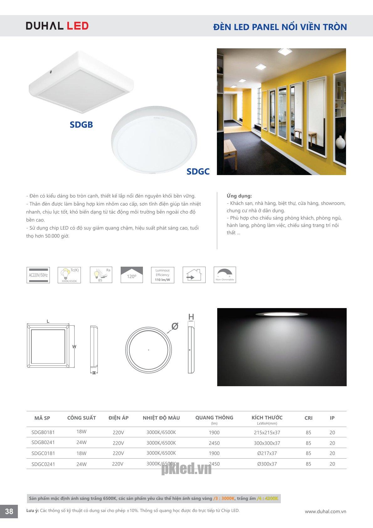 Trang 38- Tài liệu kỹ thuật đèn led Duhal series SDGB, SDGC