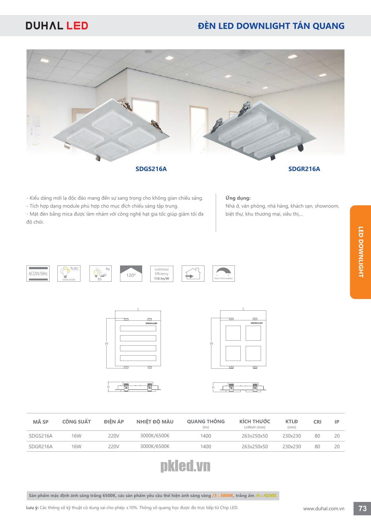 Trang 73- Tài liệu kỹ thuật đèn led Duhal series SDGS
